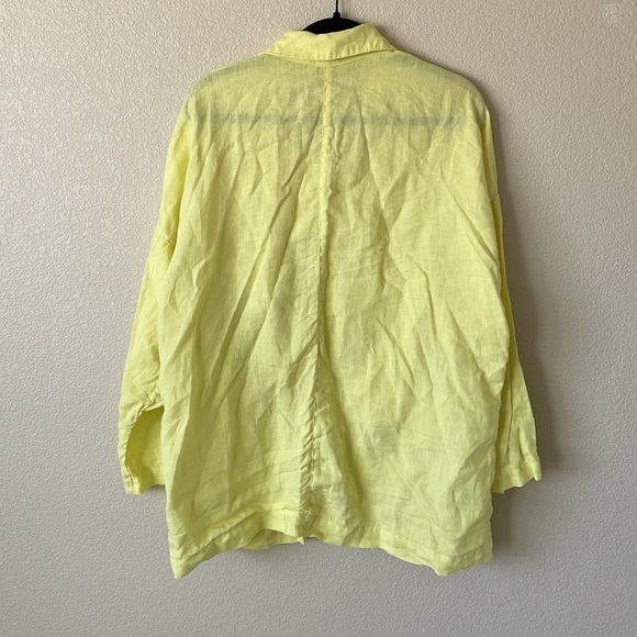 Prairie Underground Linen Lagenlook Top M Oversized Artsy Butter Yellow Loose - Picture 8 of 11
